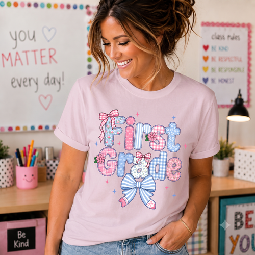 First Grade Patchwork Coquette T-Shirt